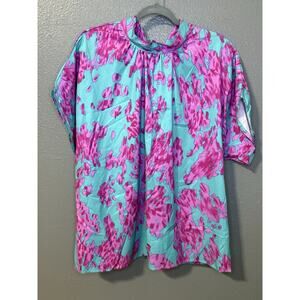 Vibrant Pink and Blue Abstract Pattern Shirt size XL (SKU 55)